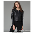 OEM Europe Style Black Leather Motorcycle Jacket for Women